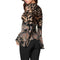 Sexy V-Neck Leopard Print Long Sleeve Women Daily Tops Blouse (Black M)