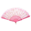 Ultra Pink Plastic Ribs Rose Print Dance Fold Hand Fan