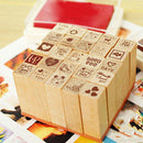 25Pcs Love Diary Decorated Wood Stamps Set Stampers School Supply Stationery Hot