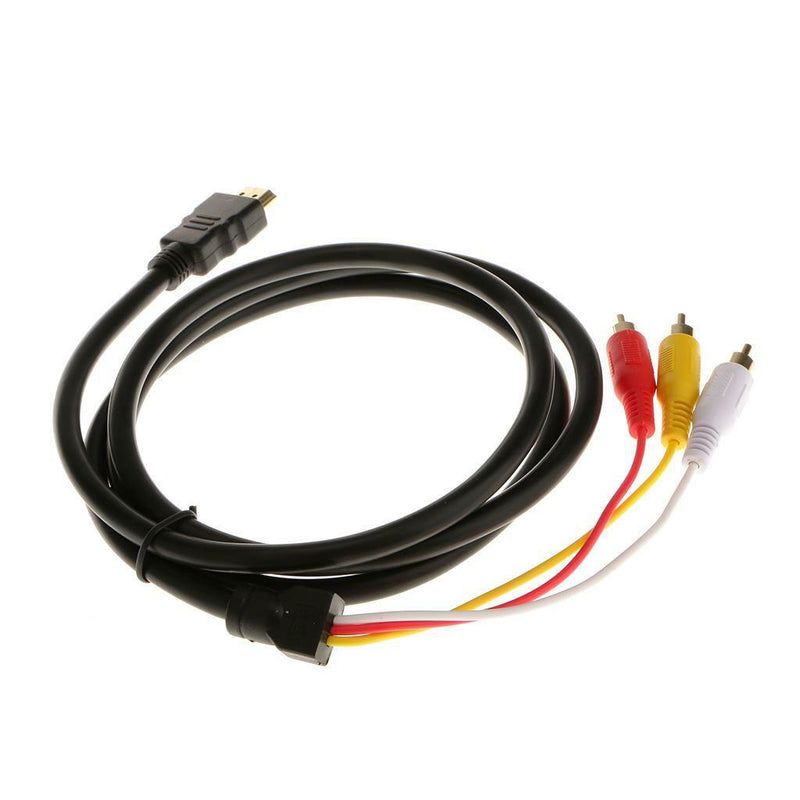 HDMI Male to 3 RCA AV Audio Video Cable Cord for TV HDTV DVD 1080p 5FT