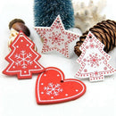 16PCS Mixed DIY White&Red Tree/Heart/Star Wooden Ornaments For Christmas Pa L3N4