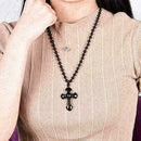 Black Obsidian Stone Cross Necklace Jewelry Pendants Amulet Gifts Obsidian R6H9