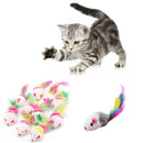 2Pcs/lot Dog Cat Toys Soft Plush Mouse Colorful Feather Pet Playing Toys Hot New