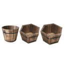 Set of 3 Wooden Flower Pots Succulent Planter Mini Size for Office Bar