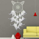 White Cat Dream Catcher Feather Bead Wall Car Hanging Decoration Ornament W L8T4