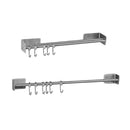 6 Hooks Kitchen Utensil Holder Hook Rail Stainless Steel Hanging Rack Holder