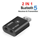For Car TV PC Bluetooth5.0 Receiver Transmitter USB 3.5mm Music Wireless Adapter