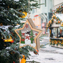 Wooden Star Pendant Christmas Tree LED Fairy Light Ornament Craft (Snowman) A