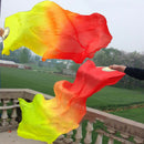 Beautiful Silk Three Color Gradient Flame Dance Fan Hand Folding Bamboo Fan
