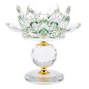 Crystal Buddhist Lotus Tea Light Candle Holder Light Oil Lamp Base Green