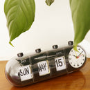 Creative Manual Flip Clock Simple Desk Down Page Clocks Table Clock-Black