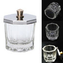 Nail Art Acrylic Crystal Glass Dappen Dish Bowl Cup Clear Nail Tools with Lid