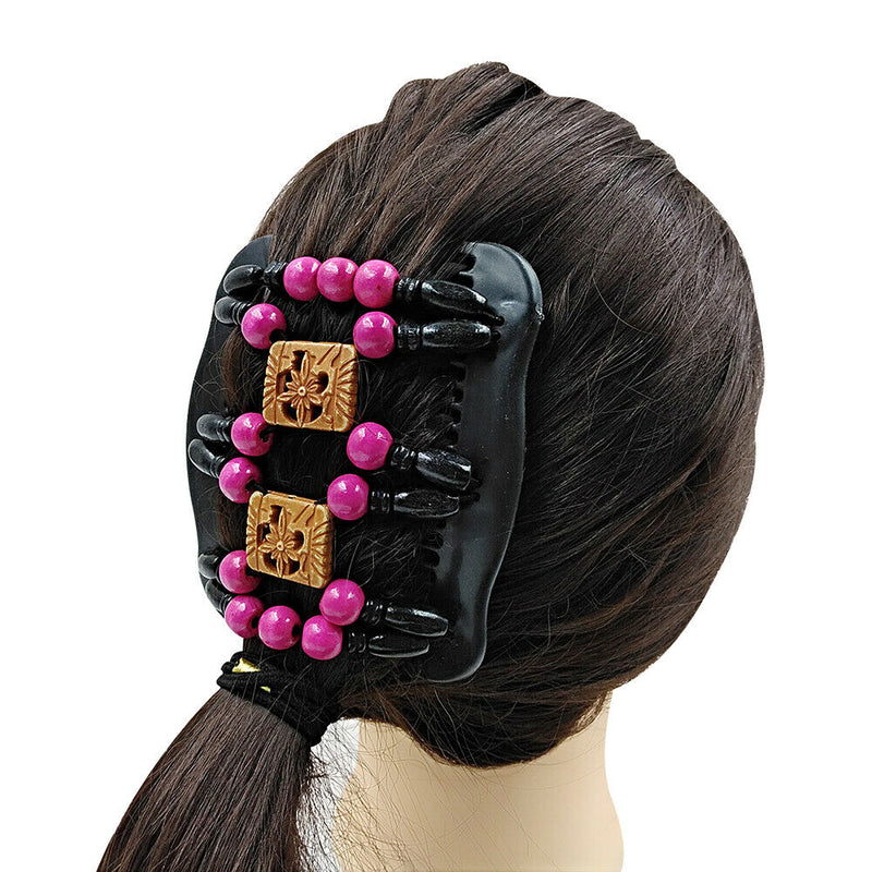 Retro Women Bead Magic Hair Comb DIY Hairstyle Making Double Slide Bun Clip A