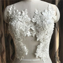 1 Pair of Flower Lace Applique Trim Embroidery Sewing Motif DIY Wedding Bridal
