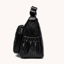 Retro Women Shoulder Bag Multi-zipper Big Capacity Crossbody Pouch (Black)