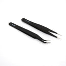 2Pcs/set New Black Anti-static Straight Curved Tweezers Fashion Tools<wTOCA
