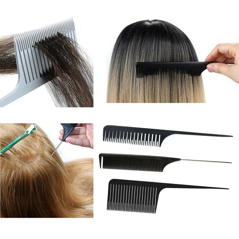 3Pcs Sectioning Weaving Highlighting Foiling Hair Comb for Combs Black
