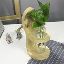 Hydroponic Plants Transparent Glass Vase Hanging Planter w/ Wooden Stand