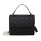 Lattice Women Messenger Bag Small Square Shoulder Crossbody Handbag (Black)