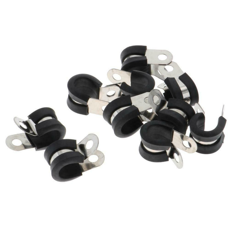 10Pcs Insulated 13mm 1/2" P Tube Clips Hose Pipe Line Clamp P Type 13 x36mm