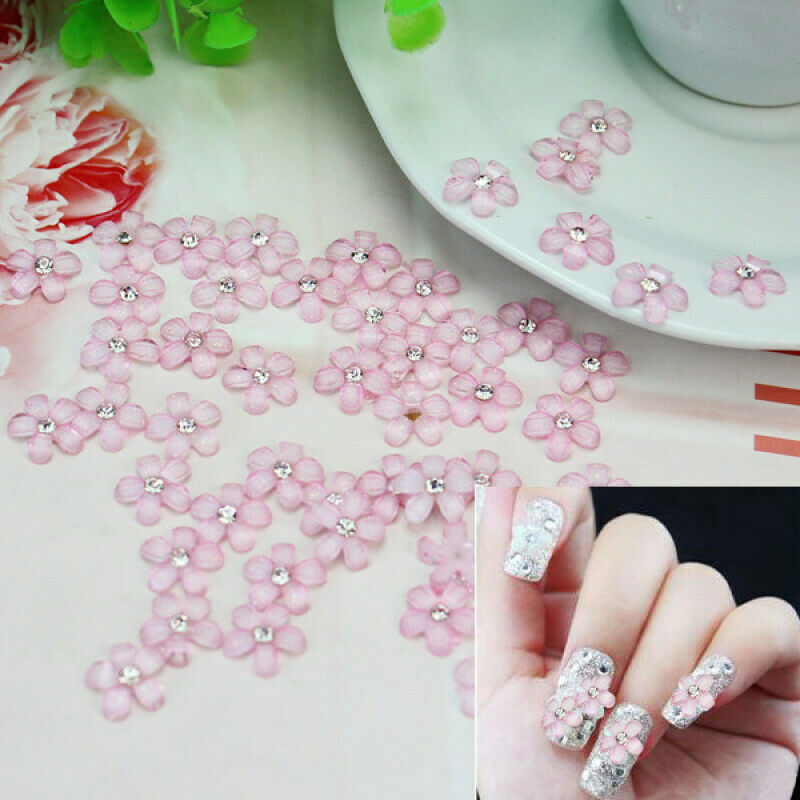 50x Women Crystal Rhinestone Decoration Flower Design DIY Manicure Nail Ar CUQ