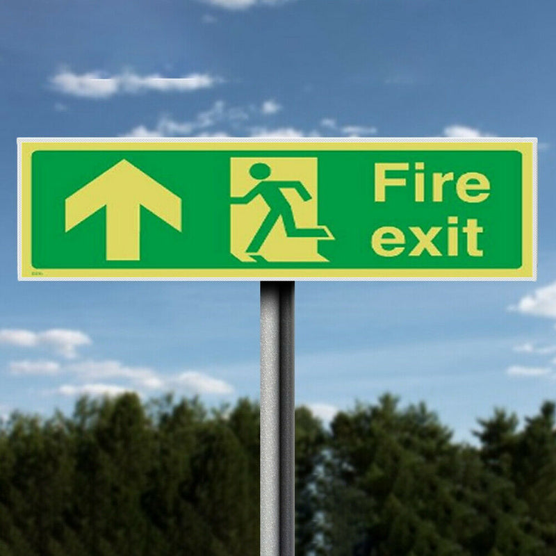 Photoluminescent Plastic Fire Exit Sign All Direction Arrows 360x140mm (Up) A