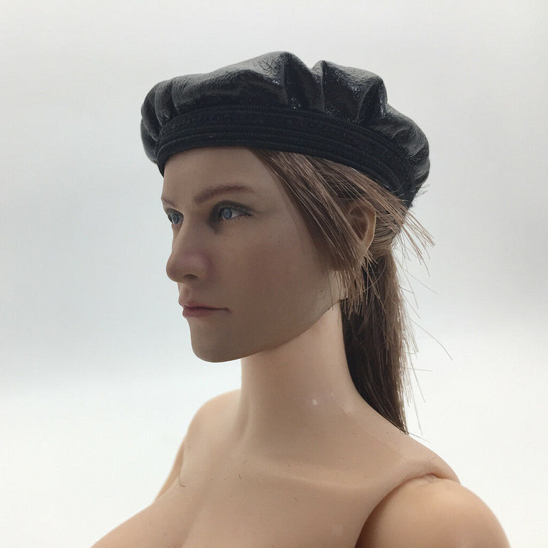 1/6 Black Leather Women Beret Female Hat Cap for 12''   Kumik