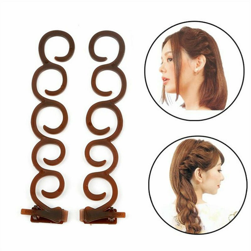 2pcs Magic Twist Styling Hair Braider Braid Roller Tool Holder Clip DIY French