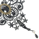 Gothic Victorian Black Lace Choker Necklace Metal Cameo Jewel Steampunk