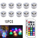 10PCS RGB Remote Control Colorful Waterproof LED Candle Light Lamp Underwater G_