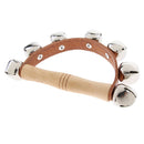 Wooden Handle Bell Shaker Sleigh Bells with Strap Shaking Percussion  10.8cm