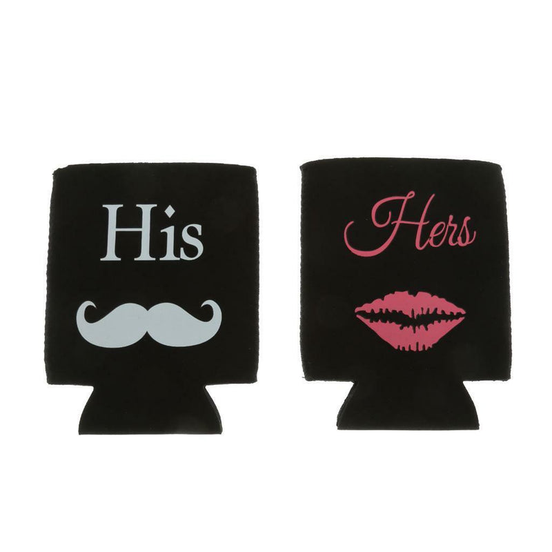 1 Set Wedding Engagement Beer Bottle Tin Can Cooler His & Her Cup Sleeve Holder