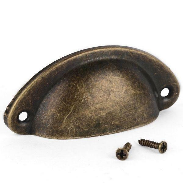 40Pcs Retro style Brass Cup Shell Cupboard Drawer Cabinet Pull Handle Bronze
