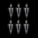 6Pcs Christmas Tree Shape Glass Bottle Charm Pendant With Bead Caps