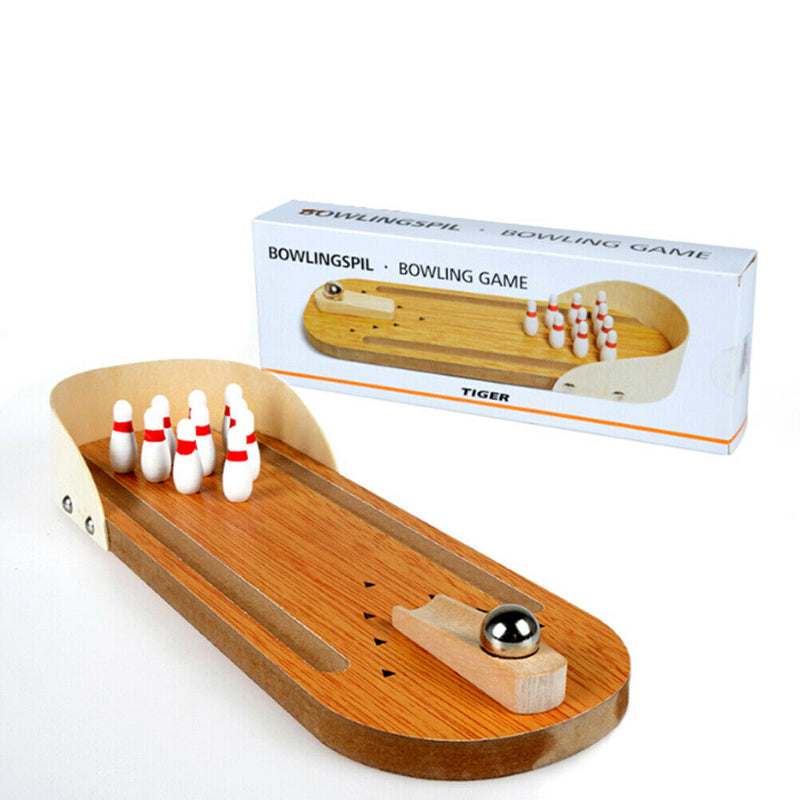 1Set anti-stress table desktop mini bowling game set wooden family party t Pg Gw