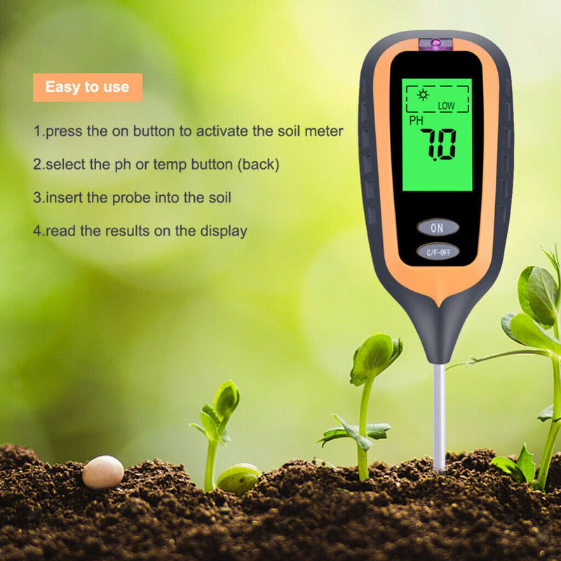 4in1 Soil  Water PH Moisture Light Temp Test Meter Garden Plant Flower