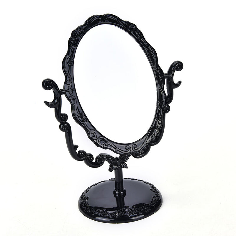 Girl Desktop Rotatable Gothic Rose Makeup Stand Mirror Black Butterfly TO