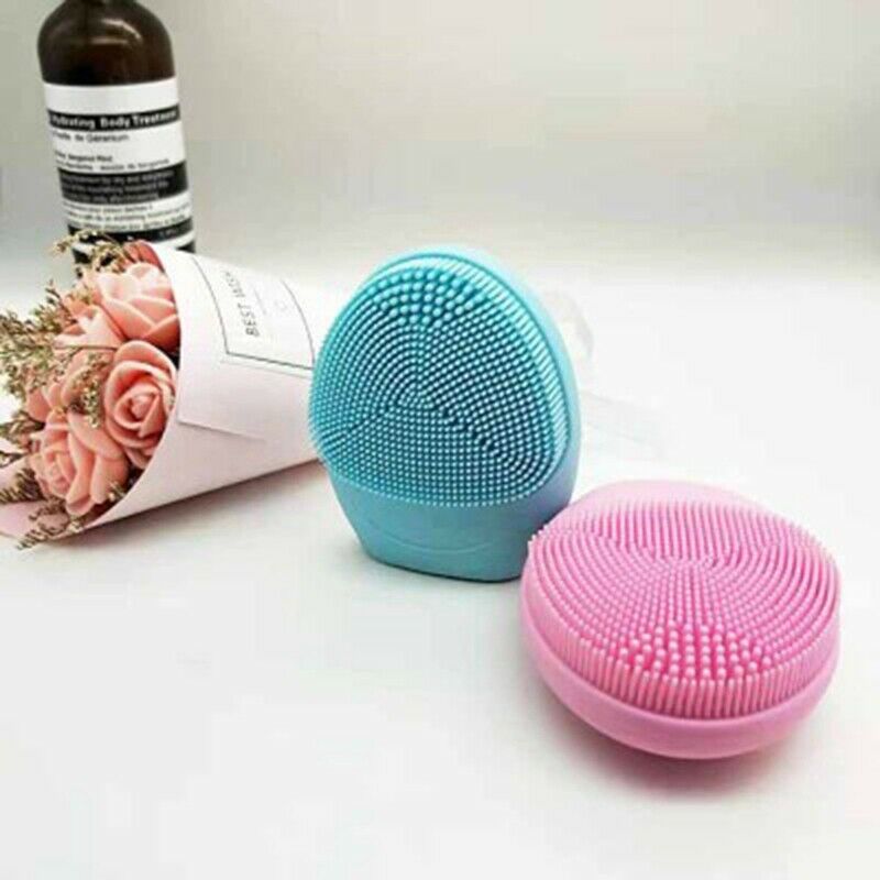 Pink Electric Battrey Facial Cleansing Brush Silicon Vibration Mini Cleaner H2Y1