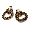 Acrylic Earrings Women Leopard Print Rattan Pendant Earrings Geometric Roun