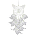 White Cat Dream Catcher Feather Bead Wall Car Hanging Decoration Ornament W