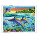 DIY 5D Round Diamond Painting Dolphins Embroidery Cross Stitch Craft Decor