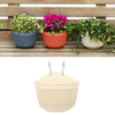 Plastic Rattan Hanging Plant Basket Garden Flower Pot with Hook Beige M