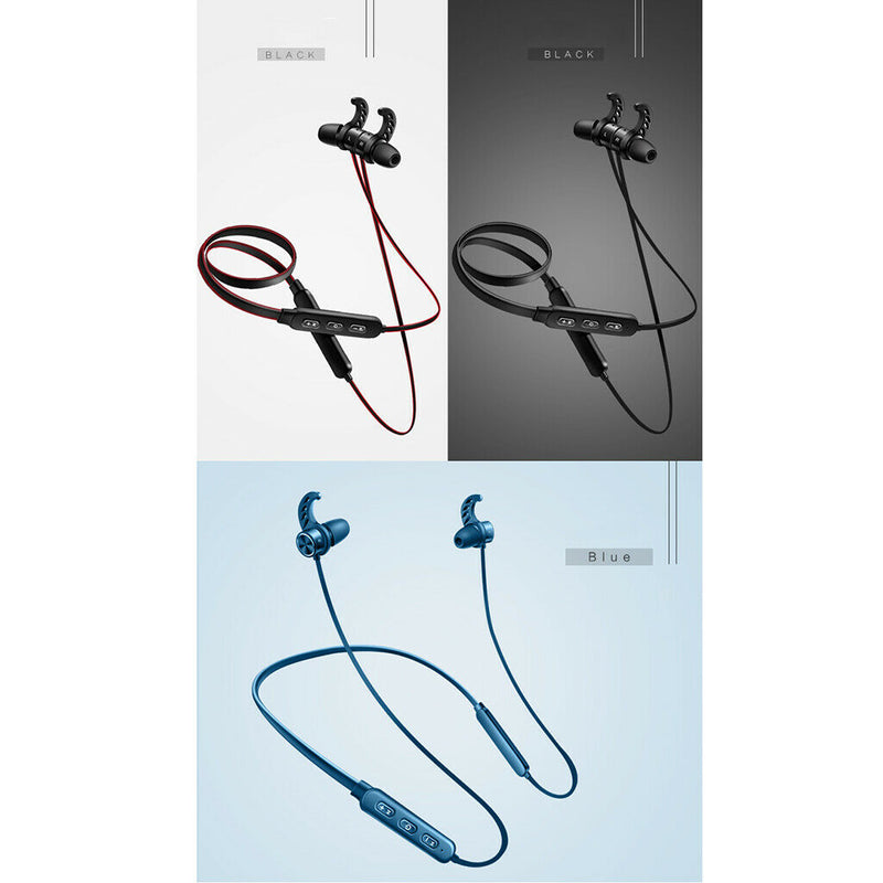 Sports Bluetooth Earphone Magnetic Earpiece Wireless Neck-hook Headset black