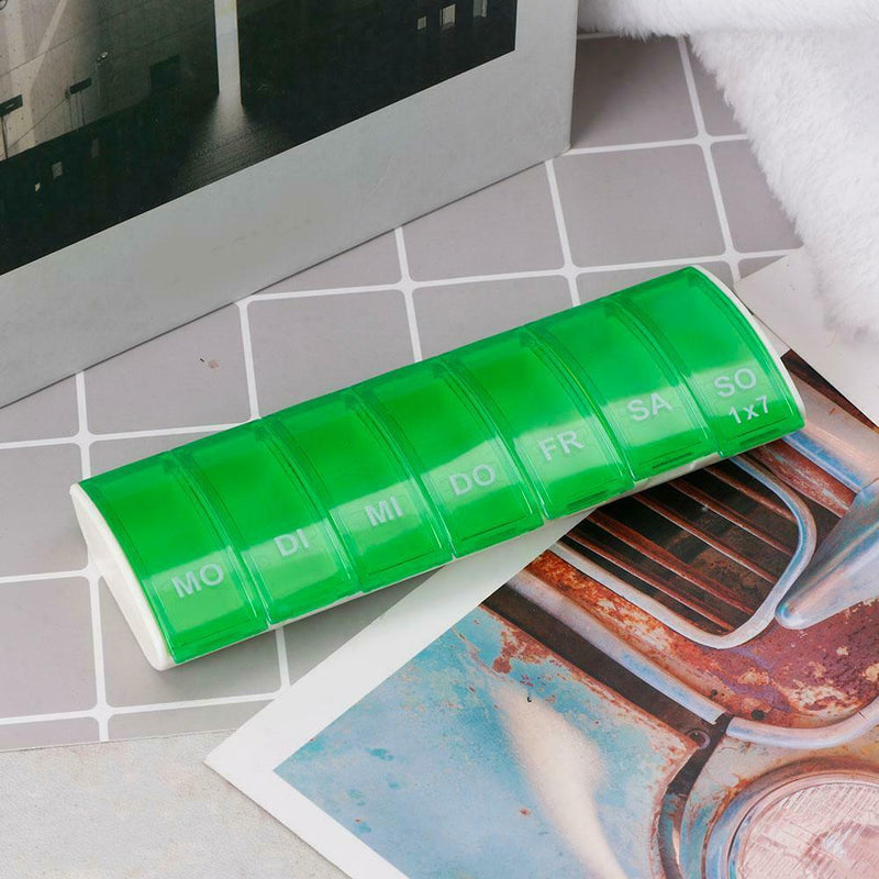 7 Days Pill Case 7 Grids Mini Medicine Splitter Tablet Storage Box (Green)