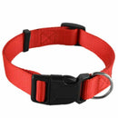 Adjustable Nylon Dog Puppy Collar with Buckle and Clip for Lead (S, Red)