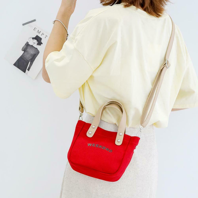 Letter Print Shoulder Satchel Handbags Canvas Women Crossbody Bags (Red) A