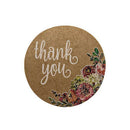 Kraft Floral Thank You Stickers - 1inch Circle Labels / 1000 Per Pack W2R3
