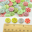 100pcs Mixed Bulk Round Mutil-Colors Dots Wood Buttons Lots Embellish 15MM A0X0