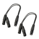 2X XLR 3Pin Female to 2 XLR Male Y Splitter Cable Adapter Converter Cord 1ft