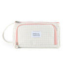 Simple Canvas Lattice Large Capacity Stationery Bag Cosmetic Package (B) A